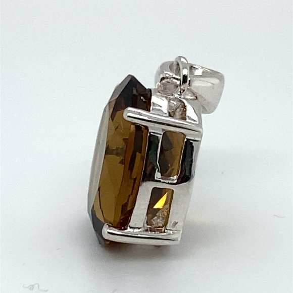 Smoky Quartz 8.74ct Platinum Finish Solid 925 Sterling Silver Pendant - Picture 7 of 7
